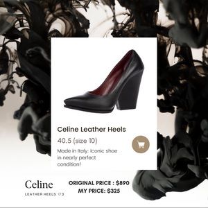 CELINE Paris Authentic Leather Pointed Toe Wedge Pumps